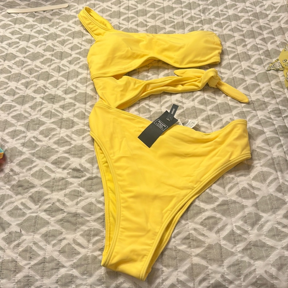 Yellow one piece bikini